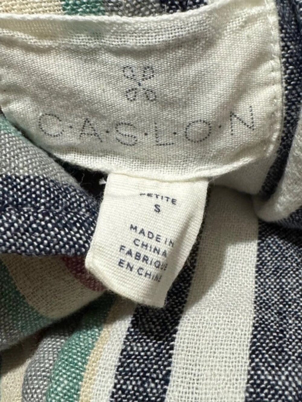 CASLON - Multicolor Linen Blend Striped Open Front Blazer Jacket Size Small - Picture 4 of 7